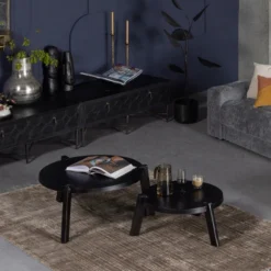 BePureHome Ronde Salontafelset Zwart Aluminium -VTwonen Verkoopwinkel bepurehome burly salontafelset zwart aluminium 02