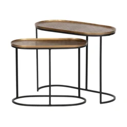 BePureHome Ovale Bijzettafelset Messing 9 BePureHome Ovale Bijzettafelset Messing -VTwonen Verkoopwinkel bepurehome embrace ovale bijzettafelset messing 2