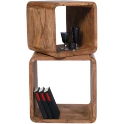 Set Van 2 Vierkante Bijzettafels -VTwonen Verkoopwinkel bijzettafel hout authentico cube kare design 03 800x800 1