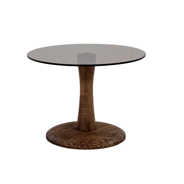 Ronde Salontafel Mangohout En Glas - Afbeelding 6
