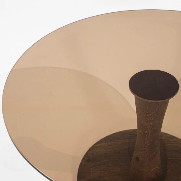 Ronde Salontafel Mangohout En Glas