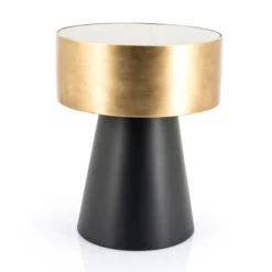 Ronde Bijzettafel Zwart Met Goud
