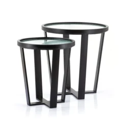 Bijzettafels Ribbelglas En Metaal -VTwonen Verkoopwinkel by boo loup bijzettafels ribbelglas en metaal 01