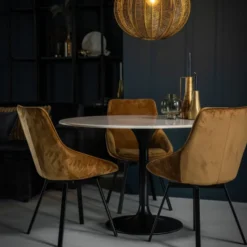 Ronde Eettafel Marmer 9 Ronde Eettafel Marmer -VTwonen Verkoopwinkel by boo beau draaibare eetstoel fluweel okergeel 01 1