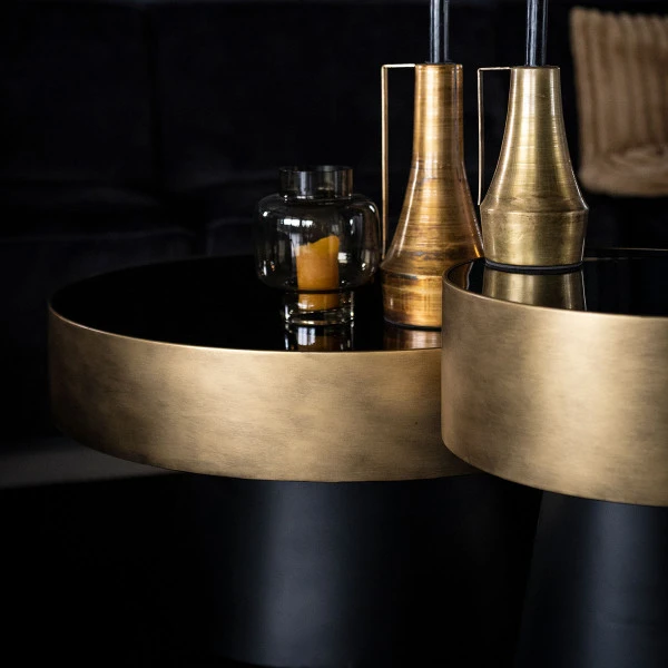 Ronde Salontafel Zwart Met Goud 3 Ronde Salontafel Zwart Met Goud - Afbeelding 3