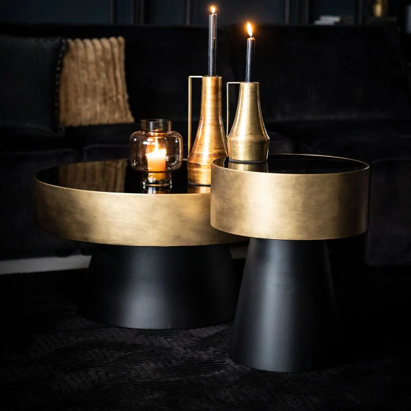 Ronde Salontafel Zwart Met Goud 2 Ronde Salontafel Zwart Met Goud - Afbeelding 2