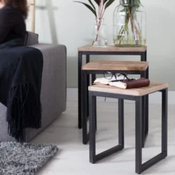 Set Van Bijzettafels Hout -VTwonen Verkoopwinkel cira suri set van bijzettafels hout 08