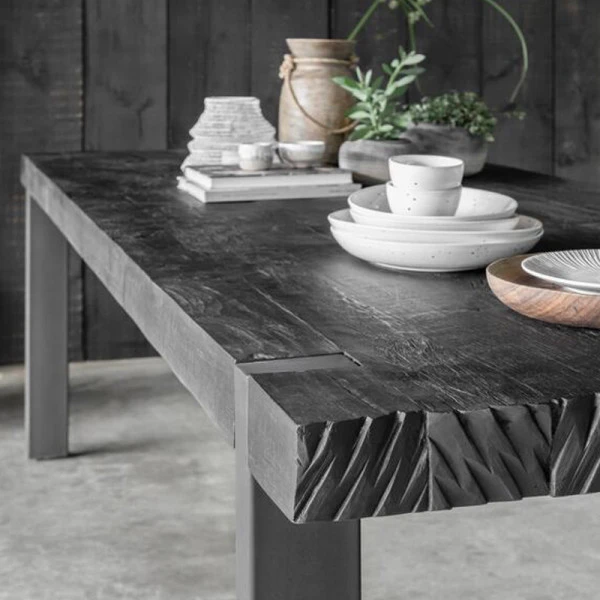 Robuuste Eettafel Zwart Teak 2 Robuuste Eettafel Zwart Teak - Afbeelding 2