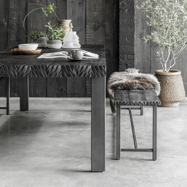 Robuuste Eettafel Zwart Teak 3 Robuuste Eettafel Zwart Teak - Afbeelding 3