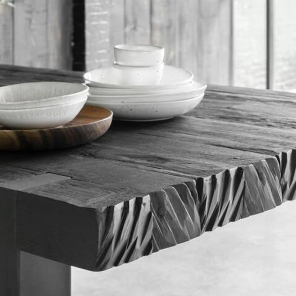 Robuuste Eettafel Zwart Teak 4 Robuuste Eettafel Zwart Teak - Afbeelding 4