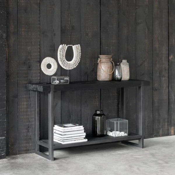 Robuuste Sidetable Zwart Teak 3 Robuuste Sidetable Zwart Teak - Afbeelding 3