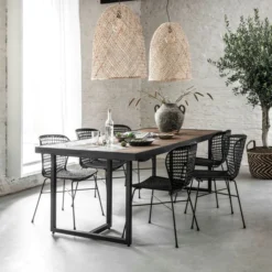 Eettafel Visgraat Teakhout