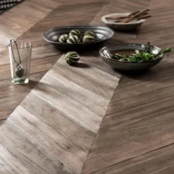Eettafel Visgraat Teakhout -VTwonen Verkoopwinkel dtp home criss cross eettafel teak met visgraat 06
