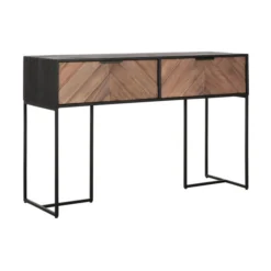 Sidetable Zwart Met Visgraat Patroon -VTwonen Verkoopwinkel dtp home criss cross sidetable zwart met visgraat patroon 02