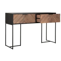 Sidetable Zwart Met Visgraat Patroon -VTwonen Verkoopwinkel dtp home criss cross sidetable zwart met visgraat patroon 03