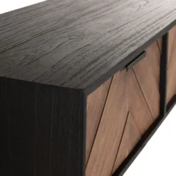 Sidetable Zwart Met Visgraat Patroon -VTwonen Verkoopwinkel dtp home criss cross sidetable zwart met visgraat patroon 07