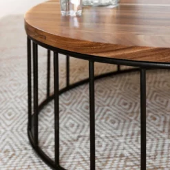 Salontafel Suar Hout Rond -VTwonen Verkoopwinkel dtp home flare ronde salontafel suar hout 03