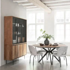 Ronde Design Eettafel Teak -VTwonen Verkoopwinkel dtp home metropole ronde design eettafel teak 02