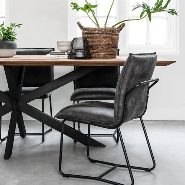 Teak Tafel Curves Met Kruispoot 2 Teak Tafel Curves Met Kruispoot - Afbeelding 2