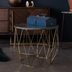 Ronde Groen Marmeren Bijzettafel -VTwonen Verkoopwinkel dutchbone boss ronde groen marmeren bijzetafel 06