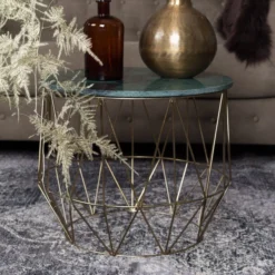 Ronde Groen Marmeren Bijzettafel -VTwonen Verkoopwinkel dutchbone boss ronde groen marmeren bijzetafel 07