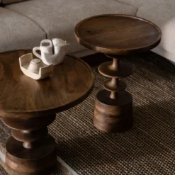 Ronde Bijzettafel Walnoot -VTwonen Verkoopwinkel dutchbone cath walnut ronde bijzettafel walnoot 07