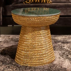 Gouden Bijzettafel Met Marmer