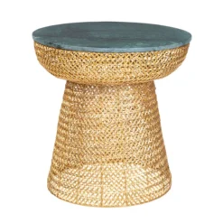 Gouden Bijzettafel Met Marmer -VTwonen Verkoopwinkel dutchbone gauri gold gouden bijzettafel met marmer 6