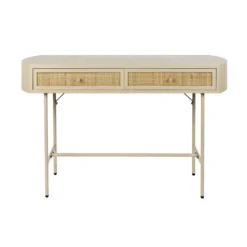 Beige Sidetable Met Rotan