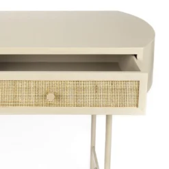 Beige Sidetable Met Rotan -VTwonen Verkoopwinkel dutchbone lina houten wandtafeltje walnoot 04