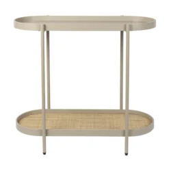 Smalle Sidetable Beige Met Rotan