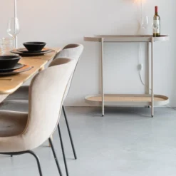 Smalle Sidetable Beige Met Rotan -VTwonen Verkoopwinkel dutchbone lina houten wandtafeltje zwart 06