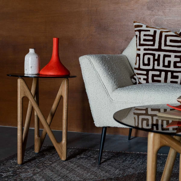 Bijzettafel Hout En Glas 6 Bijzettafel Hout En Glas - Afbeelding 6