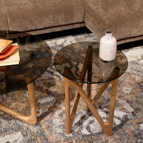 Bijzettafel Hout En Glas 4 Bijzettafel Hout En Glas - Afbeelding 4