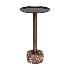 Ronde Bijzettafel Bruin Marmer