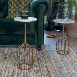 Messing Bijzettafel Wit Marmer -VTwonen Verkoopwinkel dutchbone salerno s messing bijzettafel wit marmer small 03 1