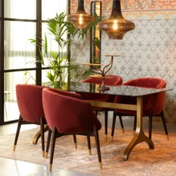 Eettafel Donker Glas Met Messing