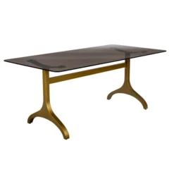 VTwonen Verkoopwinkel -VTwonen Verkoopwinkel dutchbone sansa eettafel messing met rookglas 2