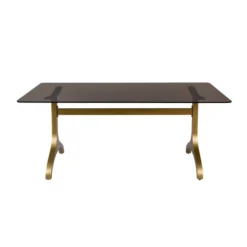 Eettafel Donker Glas Met Messing -VTwonen Verkoopwinkel dutchbone sansa eettafel messing met rookglas 3