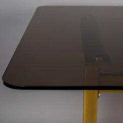 Eettafel Donker Glas Met Messing -VTwonen Verkoopwinkel dutchbone sansa eettafel messing met rookglas 4