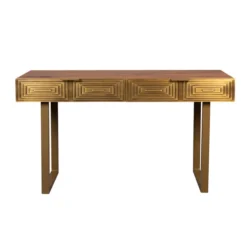 Mangohouten Sidetable Met Goud -VTwonen Verkoopwinkel dutchbone volan mangohouten sidetable met goud 3