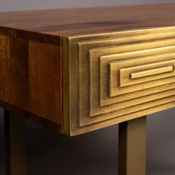 Mangohouten Sidetable Met Goud -VTwonen Verkoopwinkel dutchbone volan mangohouten sidetable met goud 5