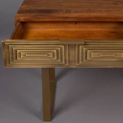 Mangohouten Sidetable Met Goud -VTwonen Verkoopwinkel dutchbone volan mangohouten sidetable met goud 6