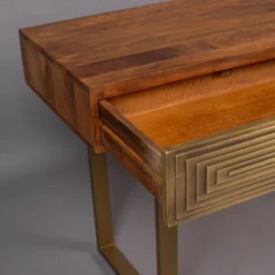 Mangohouten Sidetable Met Goud -VTwonen Verkoopwinkel dutchbone volan mangohouten sidetable met goud 7