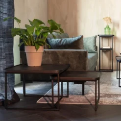 Vierkante Salontafelset Zwart -VTwonen Verkoopwinkel dutchbone winston vierkante salontafelset zwart 04