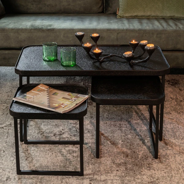 Zwarte Salontafelset Rechthoekig 2 Zwarte Salontafelset Rechthoekig - Afbeelding 2