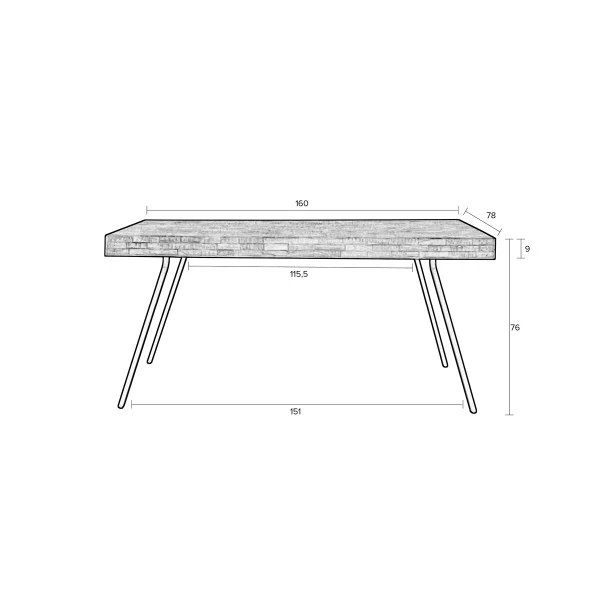 Eettafel Van Gerecycled Teak Zwart 10 Eettafel Van Gerecycled Teak Zwart - Afbeelding 10