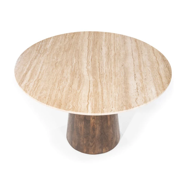 Ronde Eettafel Tavertin En Mangohout 2 Ronde Eettafel Tavertin En Mangohout - Afbeelding 2