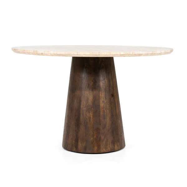 Ronde Eettafel Tavertin En Mangohout 1 Ronde Eettafel Tavertin En Mangohout