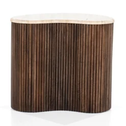 Bijzettafel Met Travertin Blad -VTwonen Verkoopwinkel eleonora mari bijzettafel met travertin blad 01